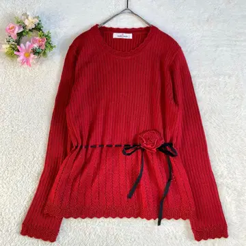 [새상품급] 갤러리 비스콘티 장미 코사지 레이스 디자인 니트 M