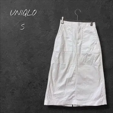 [유니클로] 스커트 심플 캐주얼 스트레치 흰색 화이트 작은 사이즈 S