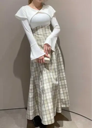 gdazzlin 빅 칼라 체크 코르셋 원피스