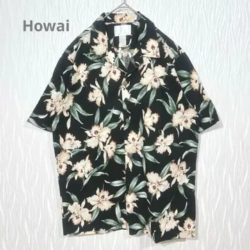 미국 하와이 제 Howai 알로하 셔츠 꽃무늬 코튼 남성용 M