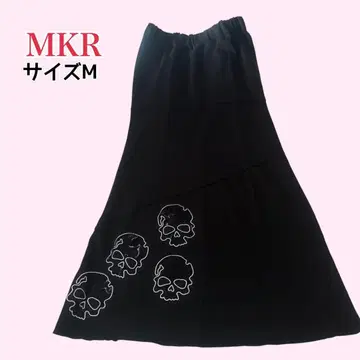 MKR 해골 자수 스커트 y2k 고딕 블랙