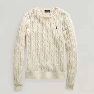 폴로 랄프로렌 코튼 케이블 니트 스웨터 흰색 화이트 ralph