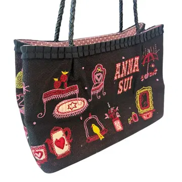 레어 ANNA SUI 안나수이 자수 비즈 토트백
