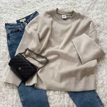 상품 설명 읽어주세요 ZARA 베이지 크루넥 트레이닝복