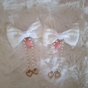 MARS 리본 클립 헤어 액세서리 흰색