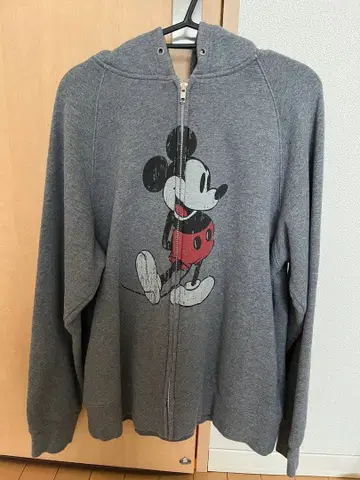 오리엔탈랜드 미키 귀 달린 그레이 집업 후드티