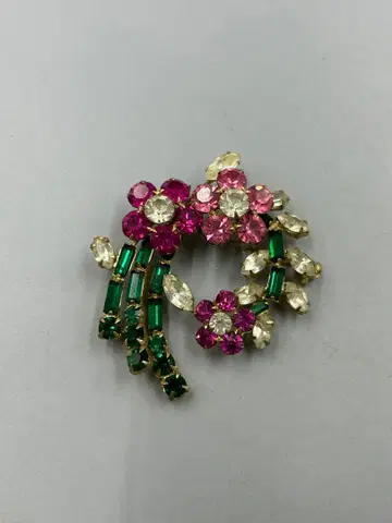 255 빈티지 꽃다발 디자인 브로치 핑크 그린