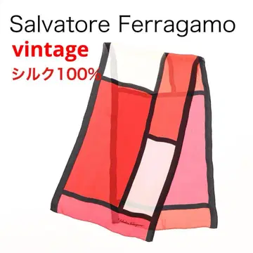 H6108P 빈티지 살바토레 페라가모 실크 스카프 Y2K