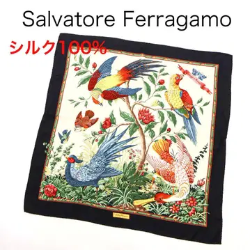 H6109P 빈티지 살바토레 페라가모 실크 대형 스카프 Y2K