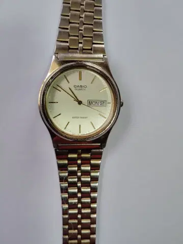 작동품 빈티지 MQ-514 CASIO 쿼츠 손목시계 골드 다이얼