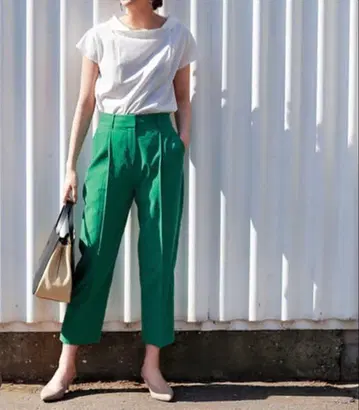 PLST 플라스테 리오셀 코튼 페그탑 팬츠 그린 M