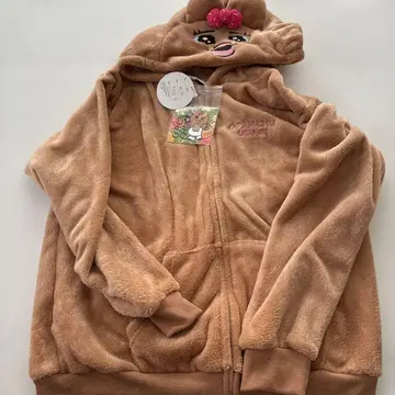 빤쮸토끼 블랙 갸루 보아 지퍼 후드티 L 사이즈 스티커 포함