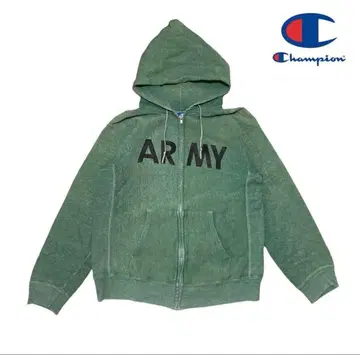 80s USA제 Champion ARMY 오버다이 지퍼 후드티 y2k