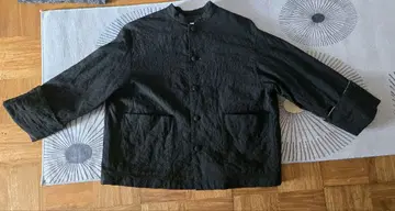 가격 인하 Gauze 노카라 자켓 블랙 울 린넨