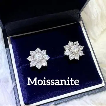 모이사나이트 썬플라워 귀걸이 0.5ct 인공 다이아몬드