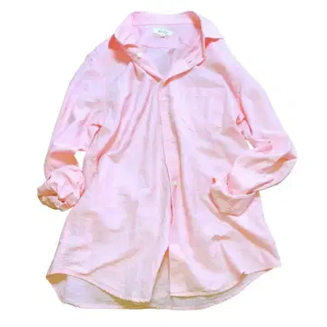 플라스테 린넨 혼방 핑크 긴팔 셔츠 M 사이즈