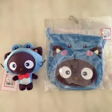 산리오 개구리 초코 캣 봉제 인형 & 파우치 2종 세트