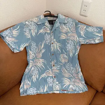 MR. OLIVE 파인애플 패턴 오픈 카라 셔츠 M 야마다 렌