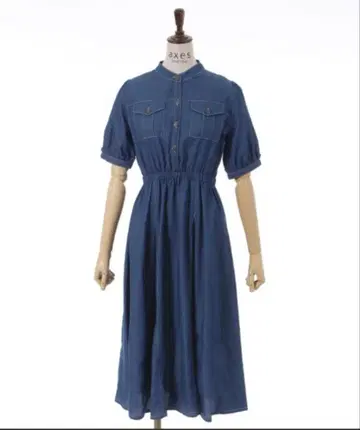 엑시즈팜 데님 반팔 셔츠 원피스