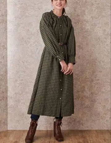 axes femme 엑시즈팜 롱 셔츠 원피스 깅엄 체크