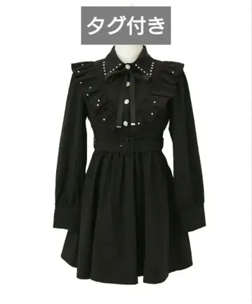 [택 포함 새상품] 디어마이러브 비쥬 옷깃 프릴 개더 셔츠 원피스 블랙