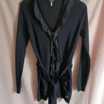 아르마니진스 프릴 장식 블랙 가디건