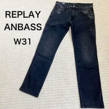 W31 리플레이 ANBASS 블랙 숯 블랙 슬림 청바지