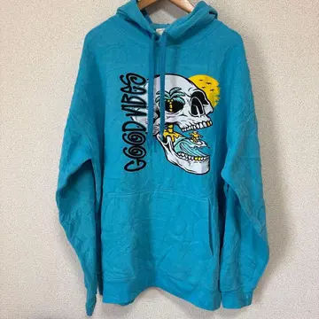 RETURN TO SENDER 스컬 서프 후드티 XL 터콰이즈