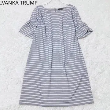 이반카 트럼프 티셔츠 원피스 프릴 보더 심플 네이비