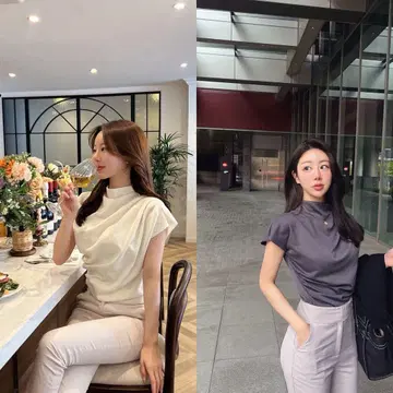 qung 드레이프 요신 프렌치 슬리브 top