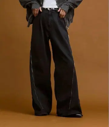 [완판템] soerte 3way 사이드 지퍼 배기 데님 블랙 사이즈 2