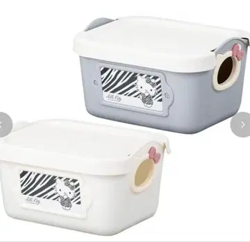 헬로키티 뚜껑 포함 부드러운 양동이 2개 세트 제브라 패턴 아베일 한정품