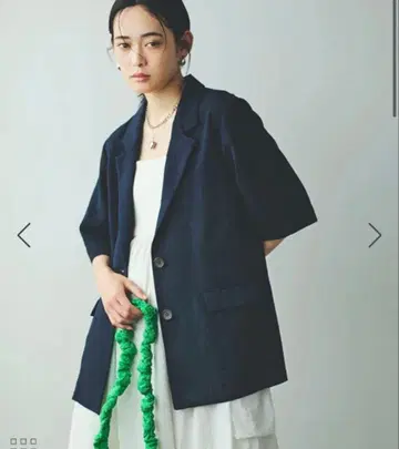 vis [ 접촉 냉감 워셔블 ] 비이지 리넨라이크 하프 슬리브 자켓