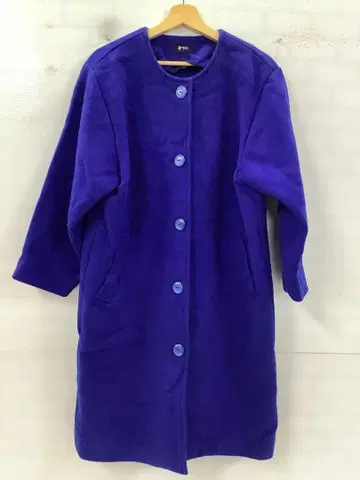 3.2 A206P 빈티지 아우터 노카라 코트 블루 레트로