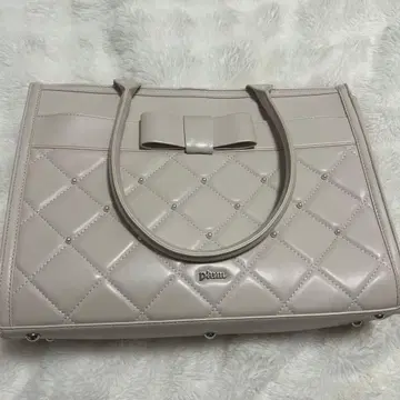 pium 펄 퀼팅 리본 토트 핑크