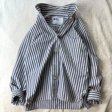 MHL 린넨 혼방 블라우스 셔츠 스트라이프 긴팔 사이즈 1