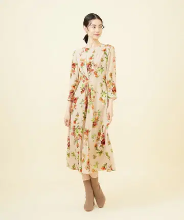 시빌라 로즈 꽃무늬 긴팔 롱 원피스