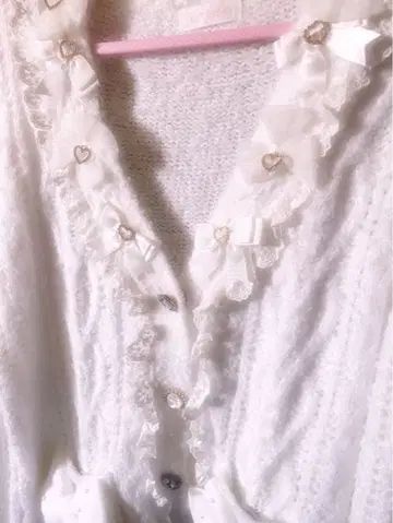 LIZLISA 메니 리본 롱 가디건 화이트