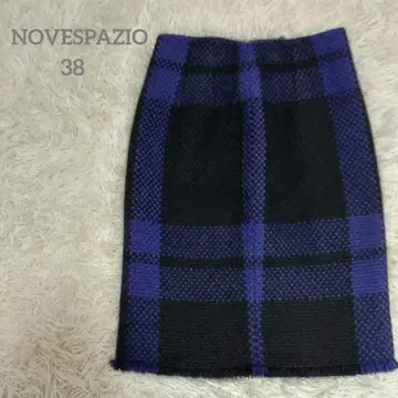 NOVESPAZIO 양모 알파카 체크 스커트 38 노베스파지오