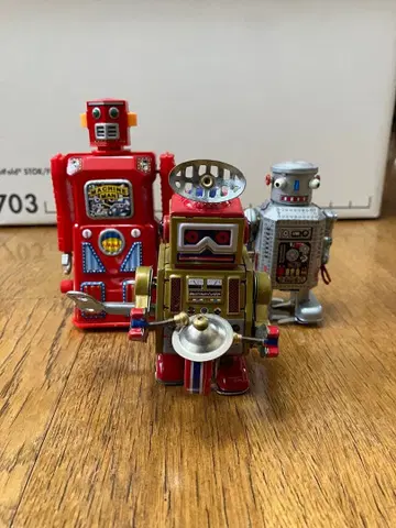 쇼와 레트로 양철 태엽 로봇 3체 세트