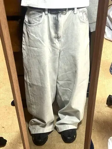 h&m 슈퍼 배기 데님 그레이 30 x 30