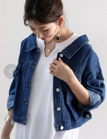 백 버튼 루즈핏 G 데님 자켓