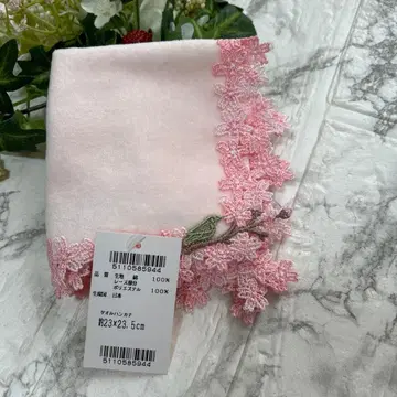 새상품 택 포함 치카자와 레이스 봄날 파우더 핑크 치카자와 타월 손수건