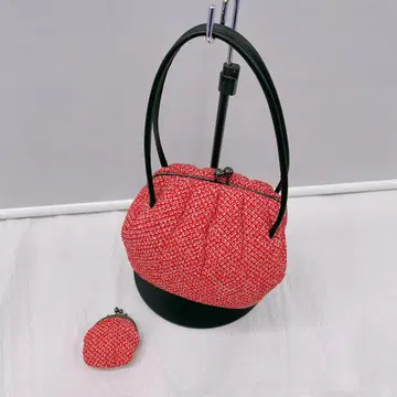 4217 기모노 가방 빨간색 사슴 무늬 가마구치 동전 지갑 포함