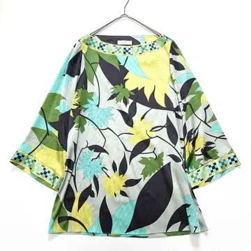 에밀리오 푸치 실크 혼방 소매 플레어 튜닉 블라우스 트리밍 상의