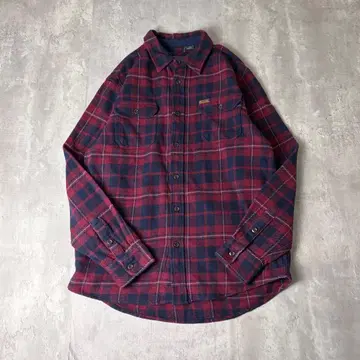 ORVIS 오비스 체크 무늬 헤비 플란넬 셔츠 네이비 레드