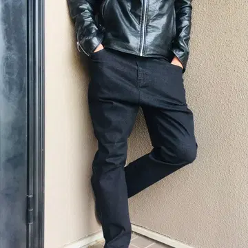 택 포함 새상품 미사용 3 사이즈 스트레치 데님 사루엘 팬츠 블랙