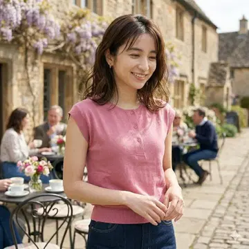 마가렛호웰 코튼 상의 핑크 영국제 빈티지