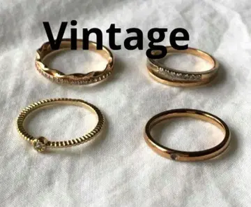 빈티지 골드 반지 묶음 판매 4개 스테인리스 지르코니아