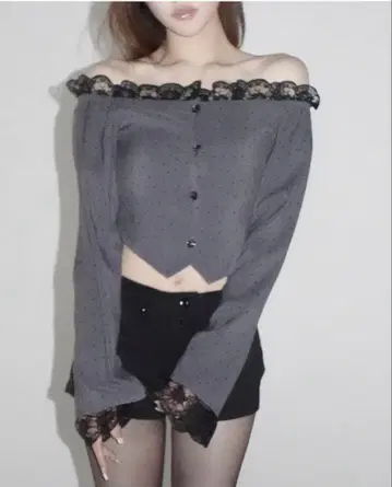 kisstheclub noir lace offshoulder gray